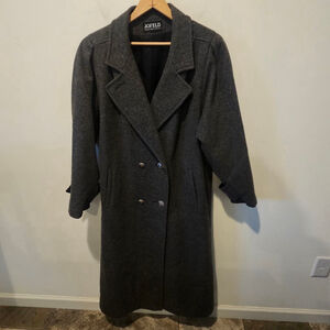 Women's Jofeld Vintage 80s Gray Double Breasted Pea Maxi Coat Large